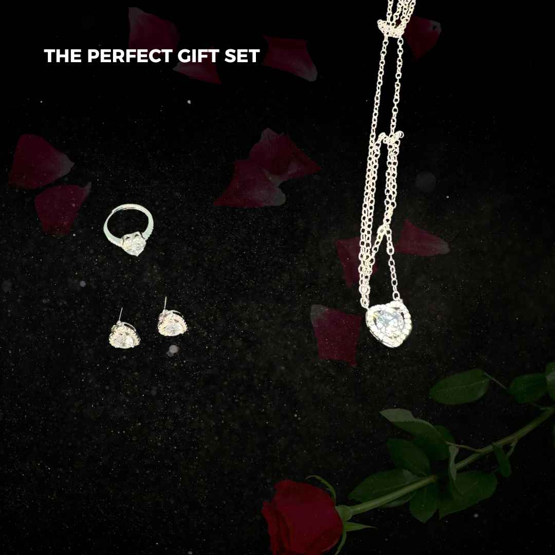 Metal Rose Necklace Gift Set