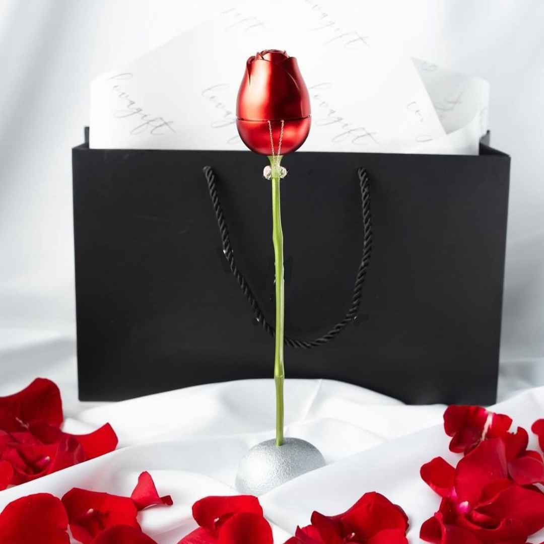Metal Rose Necklace Gift Set