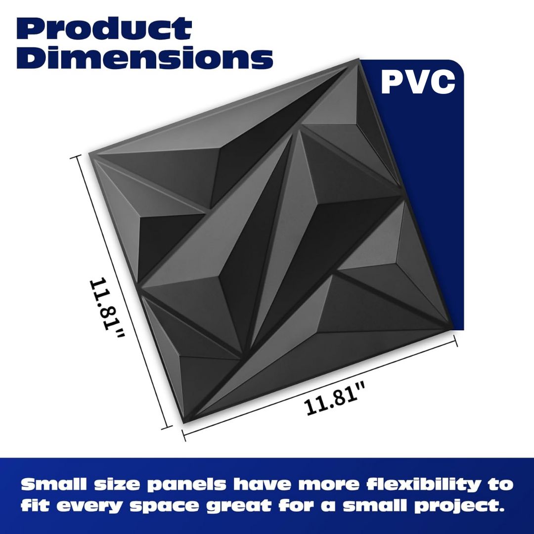 PVC 3D Black Or White Diamond Wall Panels