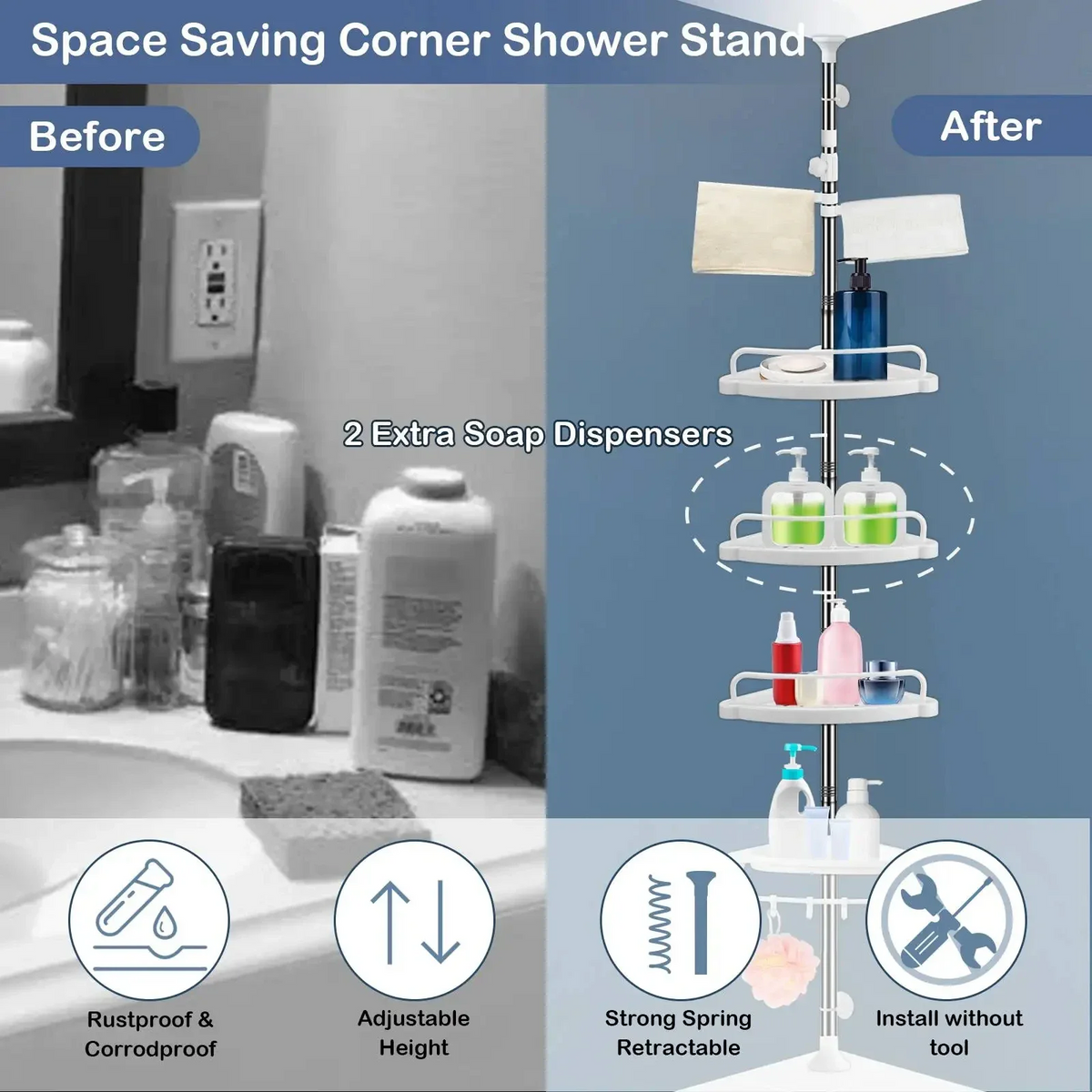 4 Tier Bathroom Corner Shelf