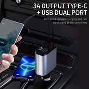 120W 4-in-1 Retractable Car Charger