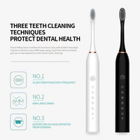 Sonic Electric Toothbrush, USB Rechargeable with 3 Brush Heads & 6 Modes | IPX7 Waterproof for Adults and Kids