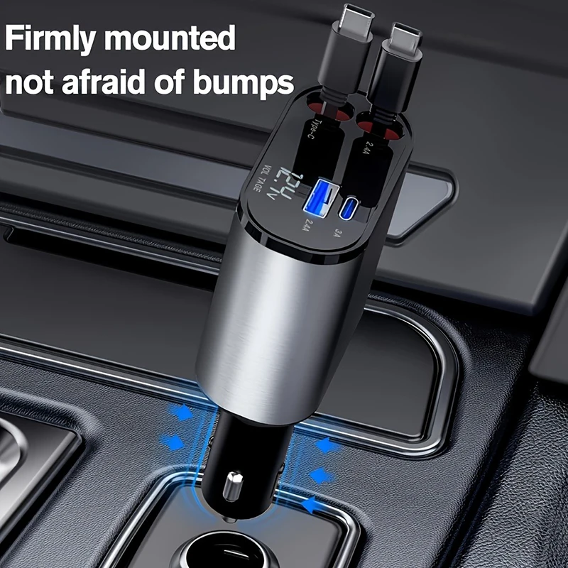 120W 4-in-1 Retractable Car Charger