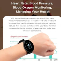 D18 Smart Watch Touch Screen, Heart Rate, Blood Oxygen, Blood Pressure, Compatible with Android and iOS