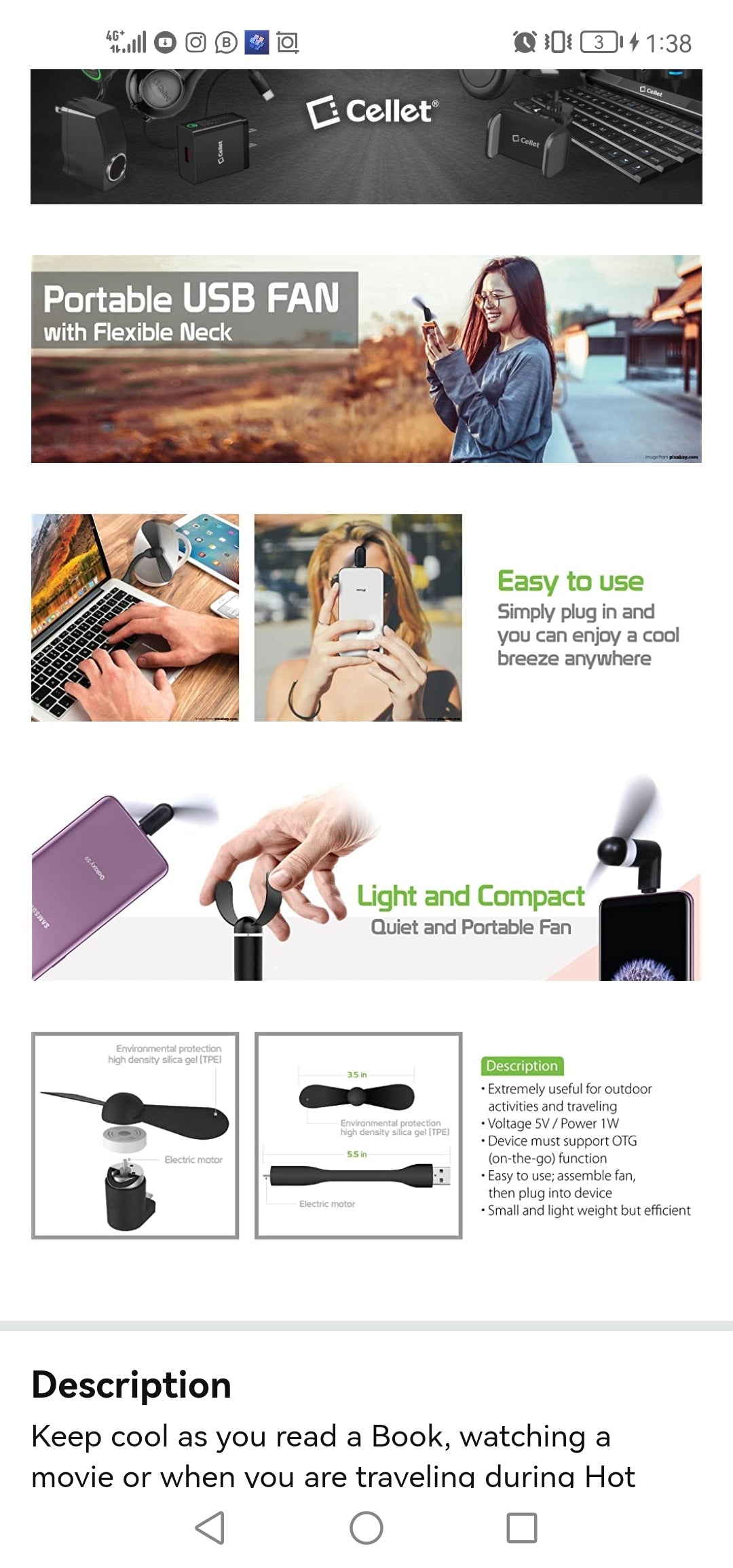 Portable Mini Phone Fan