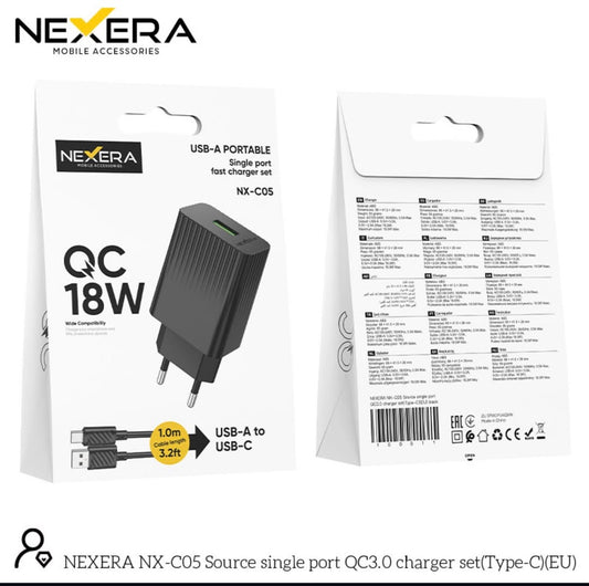 NEXERA 18W Fast Charger Adapter With Cable