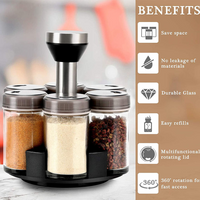 6-Jar Revolving Spice Rack Organizer with Rotating Stand and Salt & Pepper Shakers