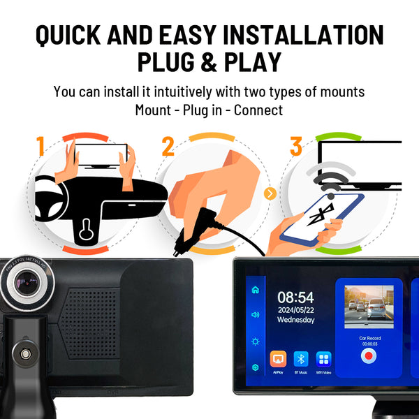 CarPlay Stereo with 4K Dashcam