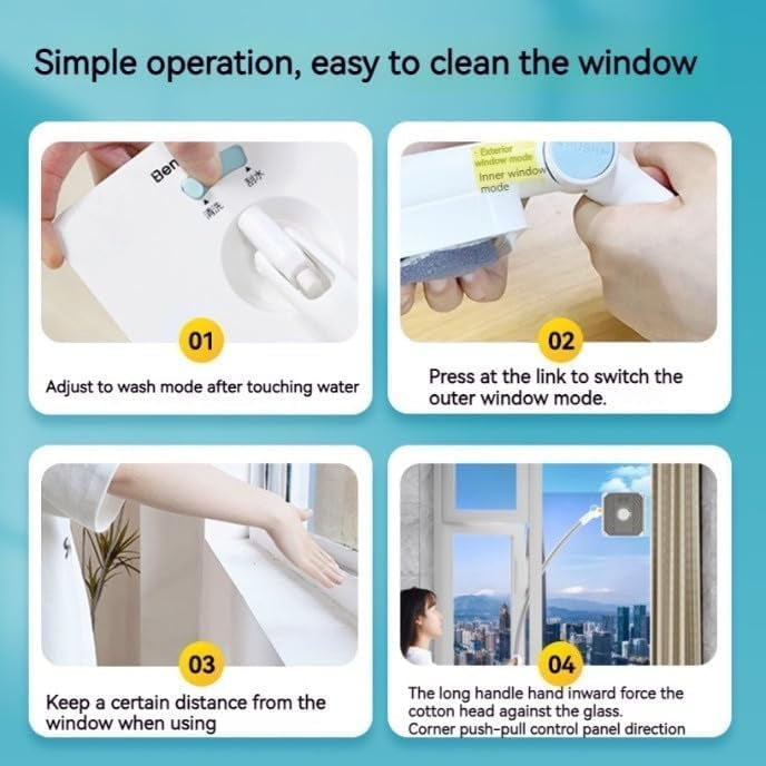Adjustable window cleaner for exterior glass