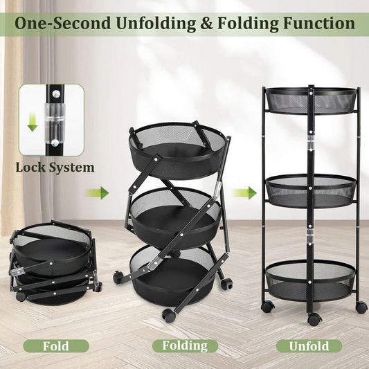 3 Layer Rolling Foldable Cart
