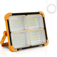 The IP66 rechargeable work light has adjustable LED lighting for outdoor use during camping, emergencies, and car repairs.