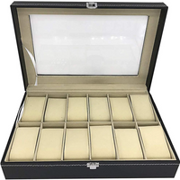 Watch Box 12 Slot Black Watch Display Box Storage Organiser