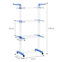 3 Layer Folding Clothes Dryer Rack With 4 Wheels