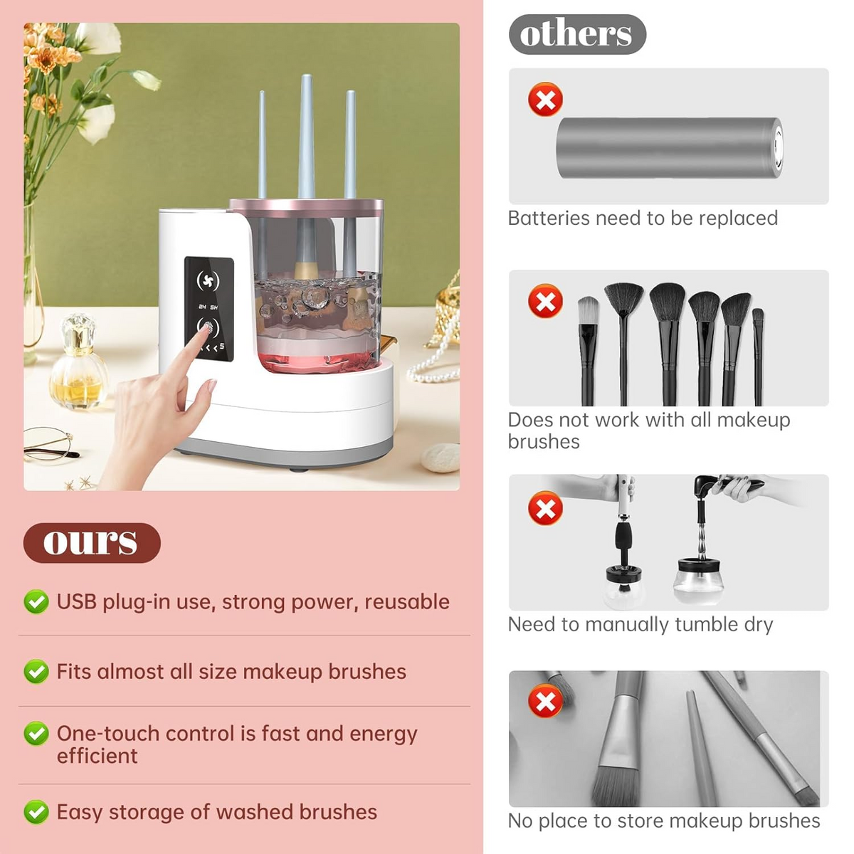 3-in-1 Portable USB Make up Brush