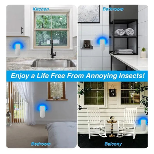 Fly Insect Trap Plug-in Mosquito Killer Gnat Moth Catcher Fly Tapper UV Attractant Catcher, EU Plug 1800 - White