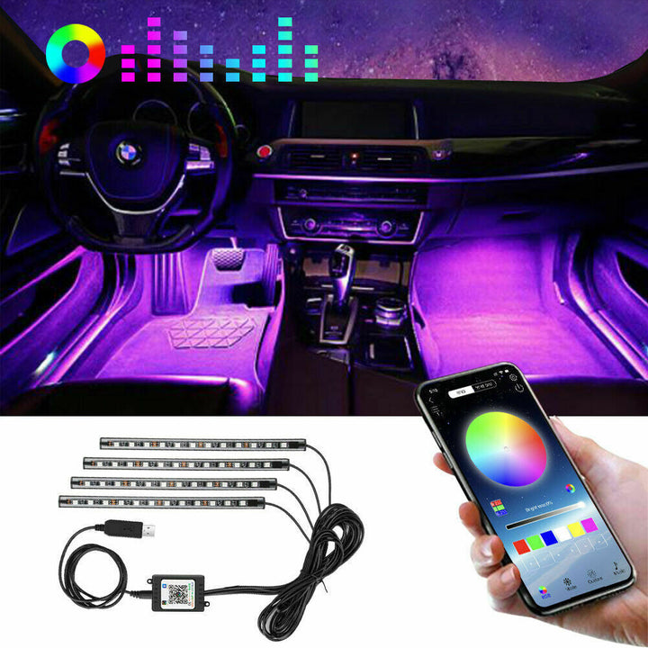 4-Piece RGB Car Interior Lights