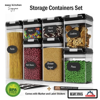 7 Pieces Container Set Airtight Food Storage with 8 Labels & Chalk Marker
