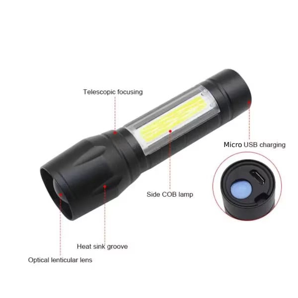 Mini Torch Lamp USB LED Flashlight Camping