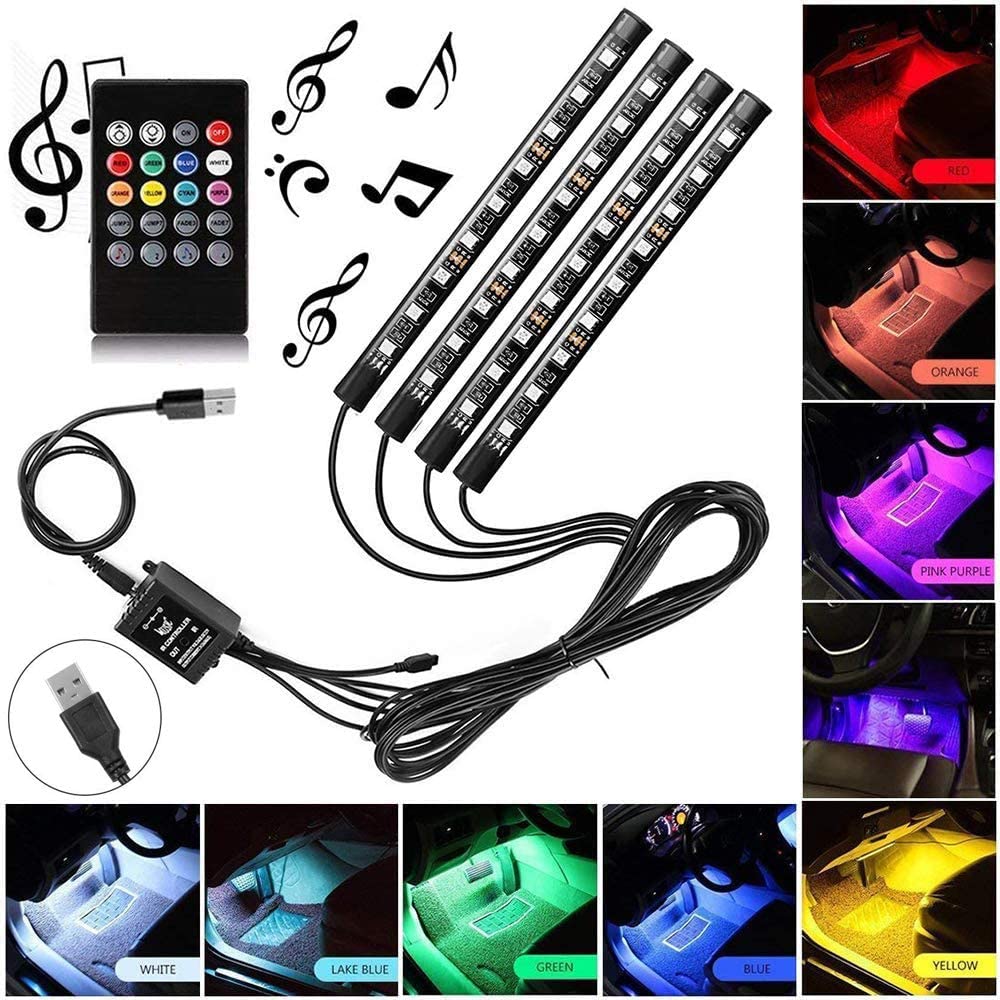 4-Piece RGB Car Interior Lights