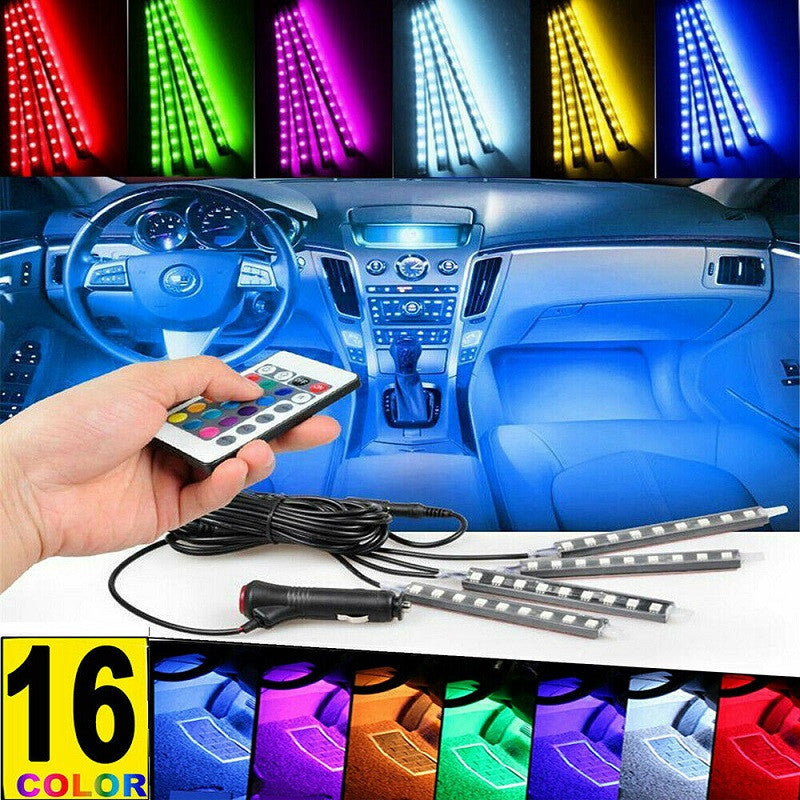 4-Piece RGB Car Interior Lights