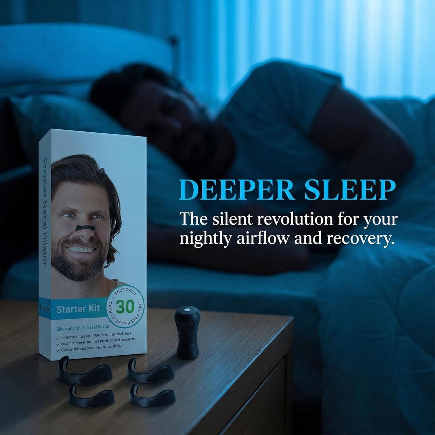 Magnetic Nasal Strips Snoring Relief Kit with Nose Clip - Breathing enhancer