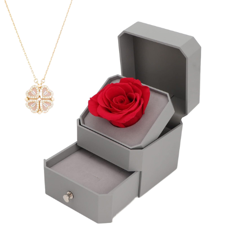 Rose Jewelry Box & Heart Necklace